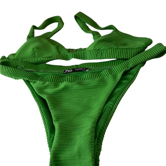 Zara Other - Zara ribbed,  green,  high cut Bikini, size medium.